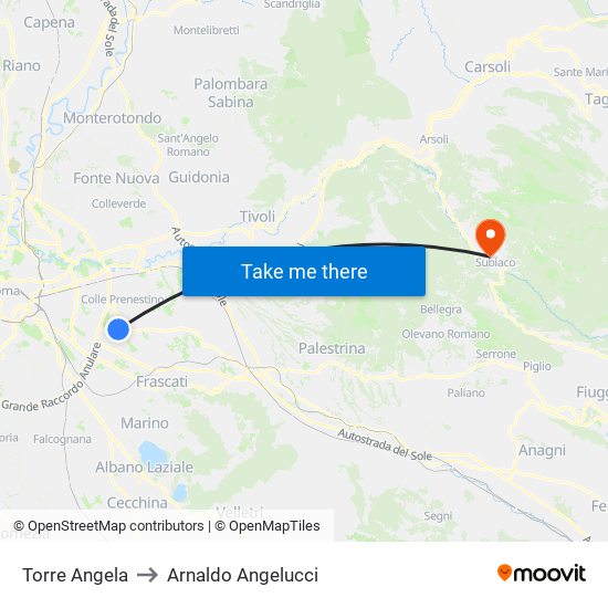 Torre Angela to Arnaldo Angelucci map