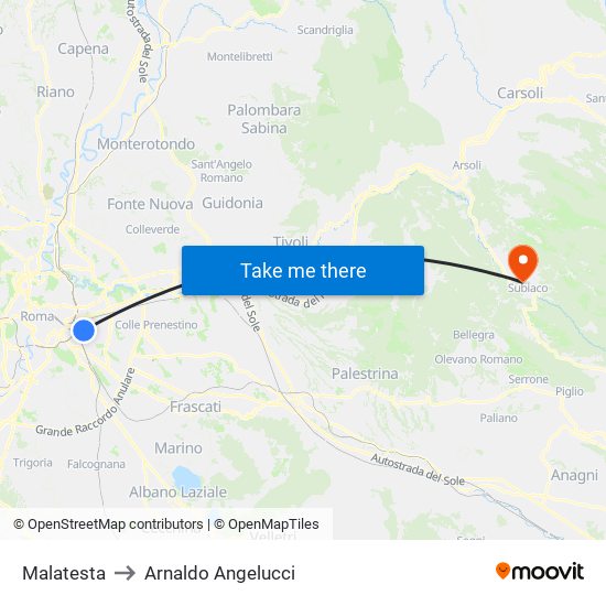Malatesta to Arnaldo Angelucci map