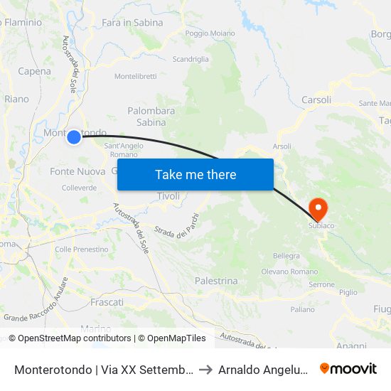 Monterotondo | Via XX Settembre to Arnaldo Angelucci map