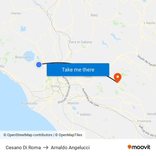 Cesano Di Roma to Arnaldo Angelucci map