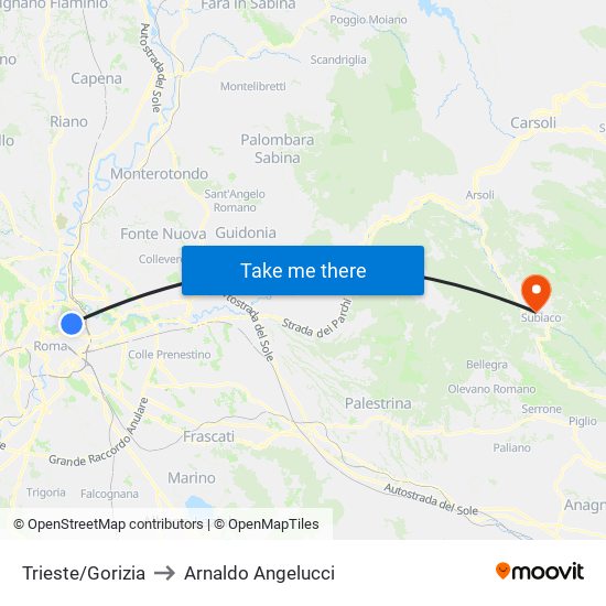 Trieste/Gorizia to Arnaldo Angelucci map