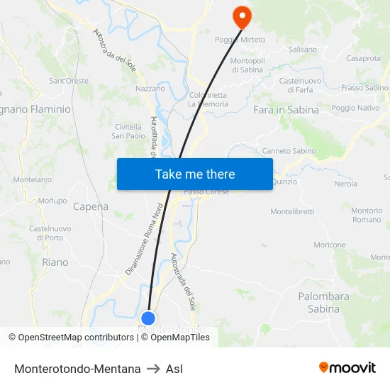 Monterotondo-Mentana to Asl map