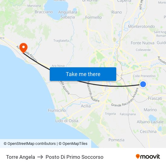 Torre Angela to Posto Di Primo Soccorso map
