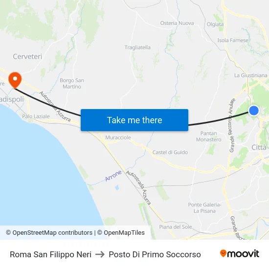 Roma San Filippo Neri to Posto Di Primo Soccorso map