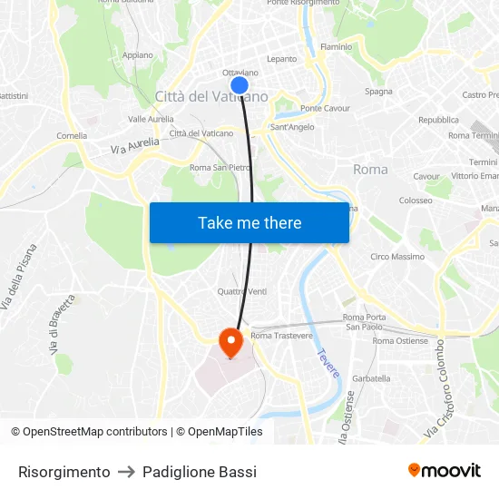 Risorgimento to Padiglione Bassi map