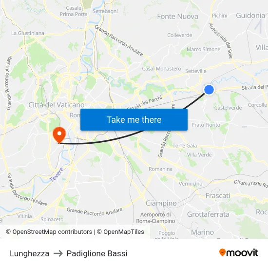 Lunghezza to Padiglione Bassi map