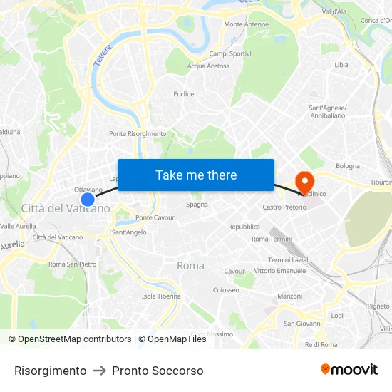 Risorgimento to Pronto Soccorso map