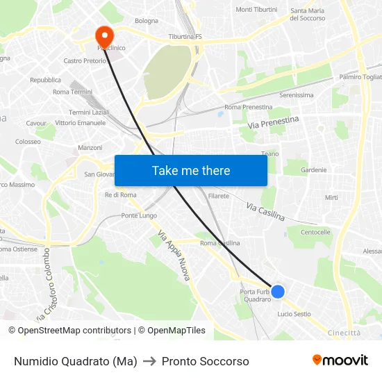 Numidio Quadrato (Ma) to Pronto Soccorso map