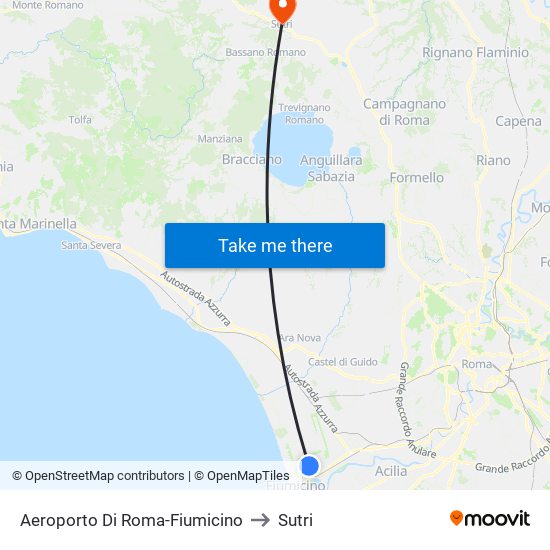 Aeroporto Di Roma-Fiumicino to Sutri map