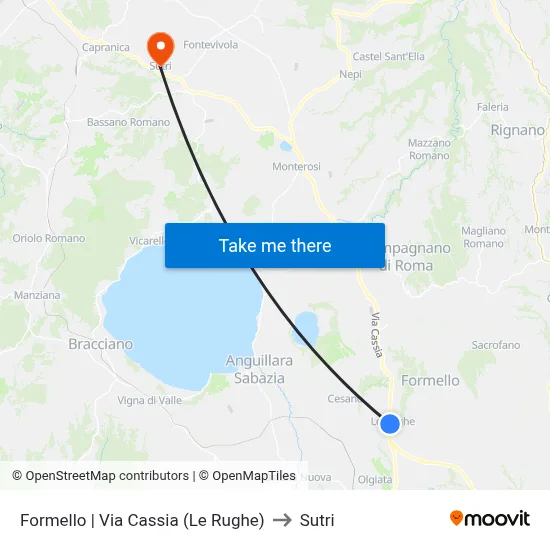 Formello | Cassia Road (Le Rughe) to Sutri map