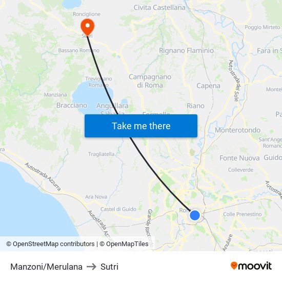 Manzoni/Merulana to Sutri map
