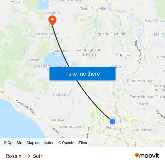 Rossini to Sutri map