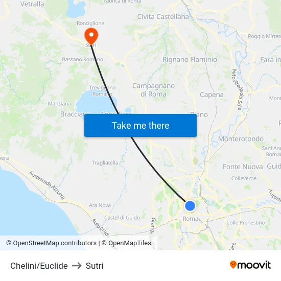 Chelini/Euclide to Sutri map