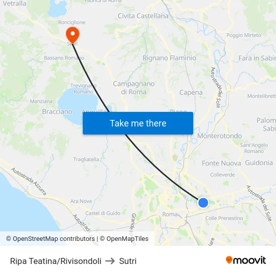 Ripa Teatina/Rivisondoli to Sutri map