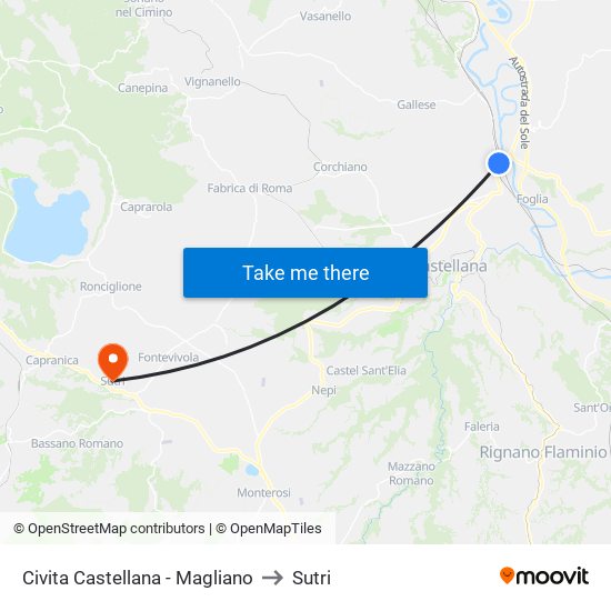 Civita Castellana - Magliano to Sutri map