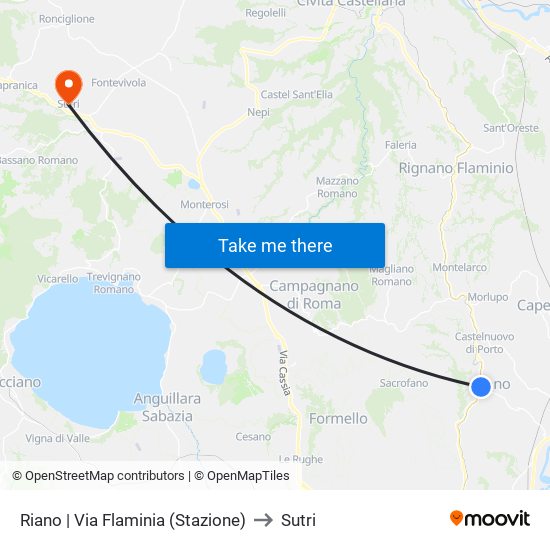 Riano | Via Flaminia (Stazione) to Sutri map