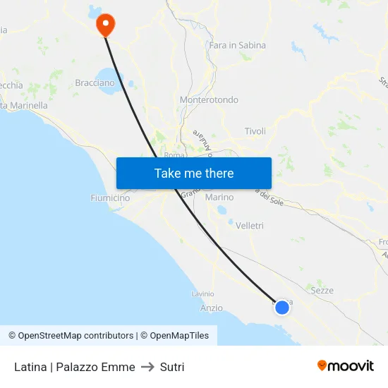 Latina | Palazzo Emme to Sutri map