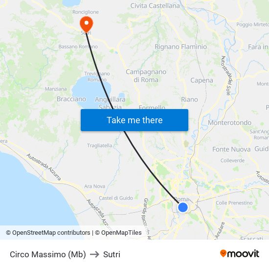 Circo Massimo (Mb) to Sutri map