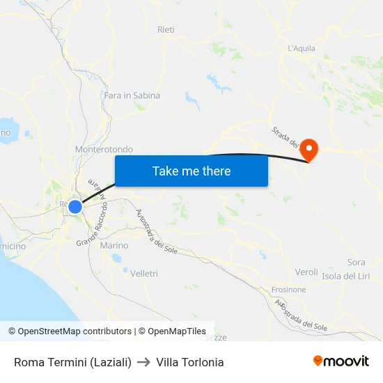 Roma Termini (Laziali) to Villa Torlonia map