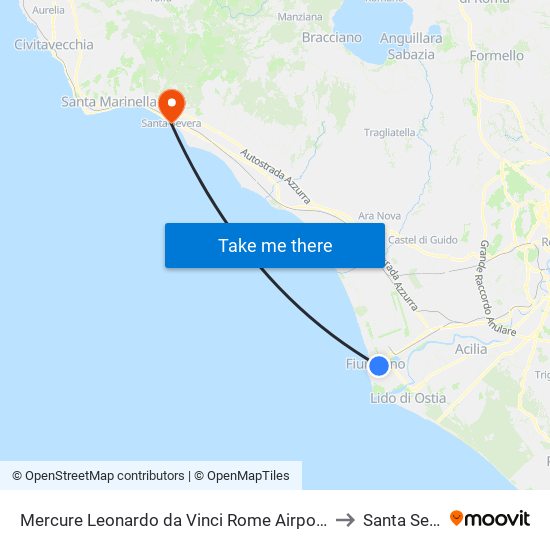 Mercure Leonardo da Vinci Rome Airport Fiumicino to Santa Severa map