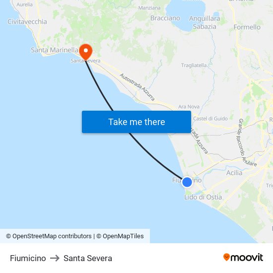 Fiumicino to Santa Severa map