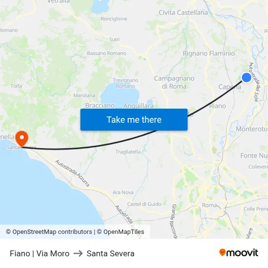 Fiano via Moro to Santa Severa map