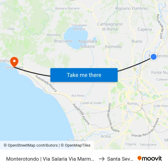 Monterotondo | Via Salaria Via Marmolada to Santa Severa map