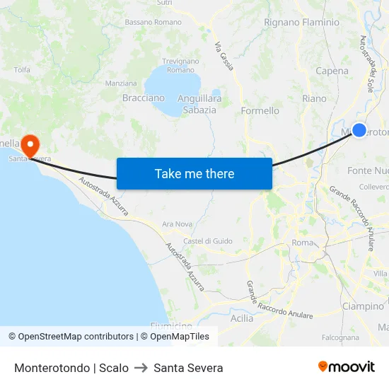 Monterotondo | Station to Santa Severa map