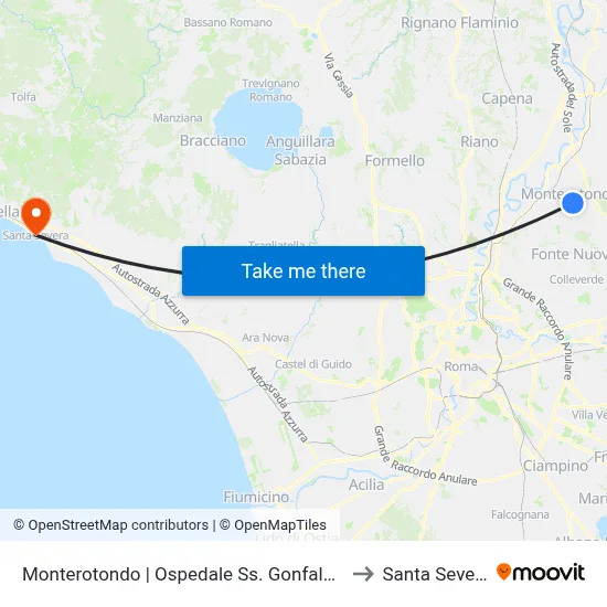 Monterotondo | SS Gonfalone Hospital to Santa Severa map