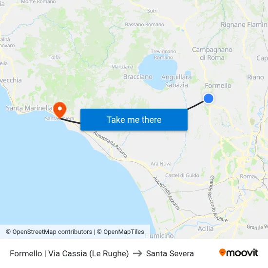 Formello | Cassia Road (Le Rughe) to Santa Severa map