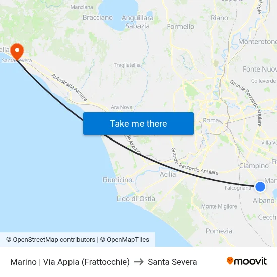 Marino | Appia St (Frattocchie) to Santa Severa map