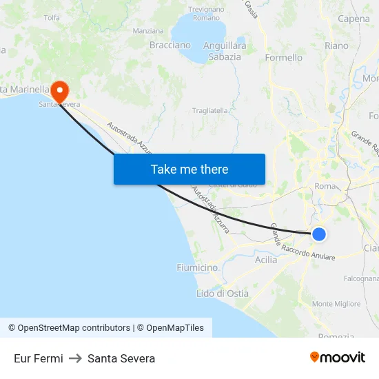 Eur Fermi to Santa Severa map