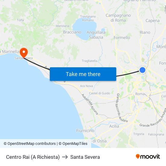 Centro Rai (A Richiesta) to Santa Severa map