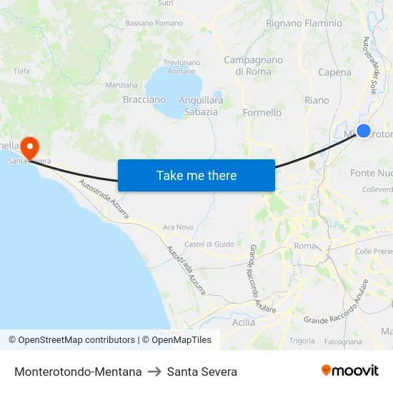 Monterotondo-Mentana to Santa Severa map