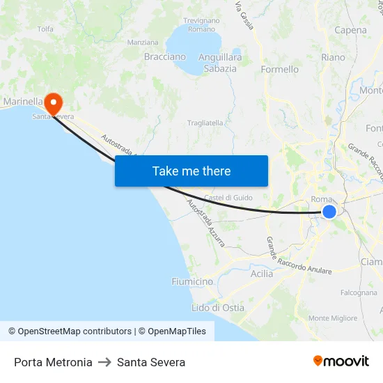 Porta Metronia to Santa Severa map