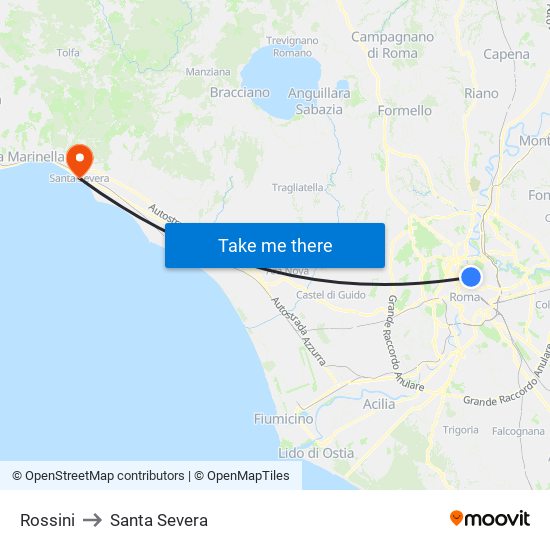 Rossini to Santa Severa map