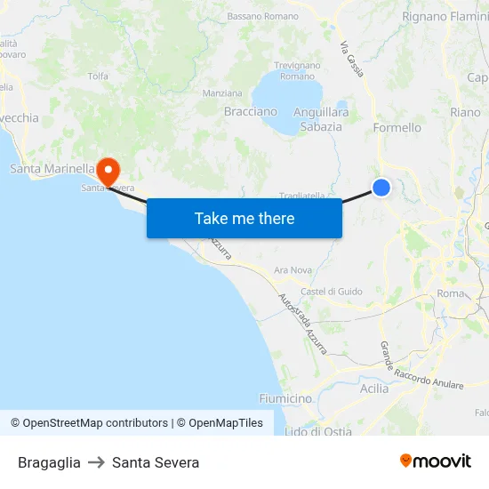Bragaglia to Santa Severa map