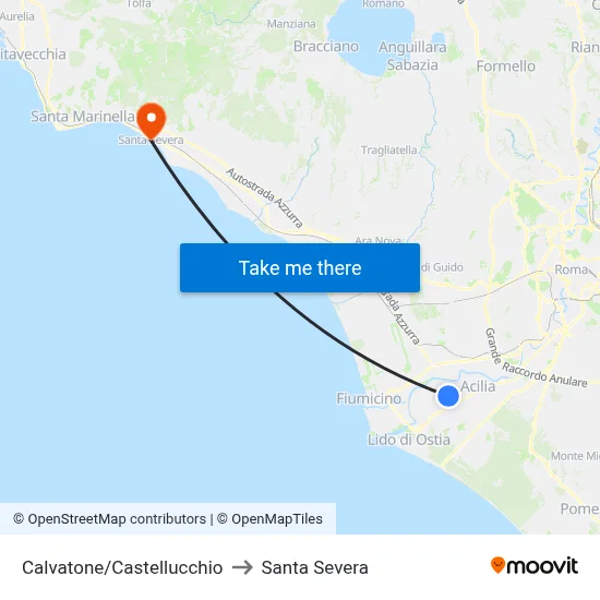 Calvatone/Castellucchio to Santa Severa map