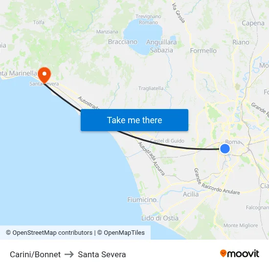 Carini/Bonnet to Santa Severa map
