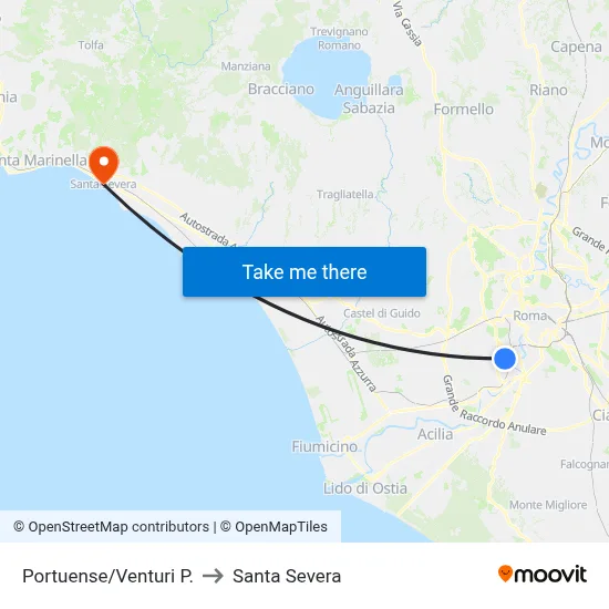 Portuense/Venturi P. to Santa Severa map