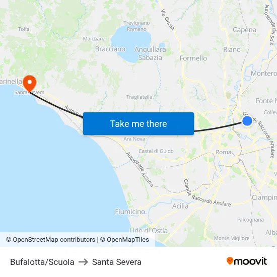 Bufalotta/School to Santa Severa map