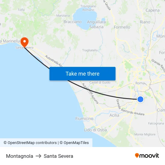 Montagnola to Santa Severa map