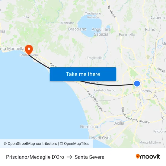 Prisciano/Gold Medals to Santa Severa map