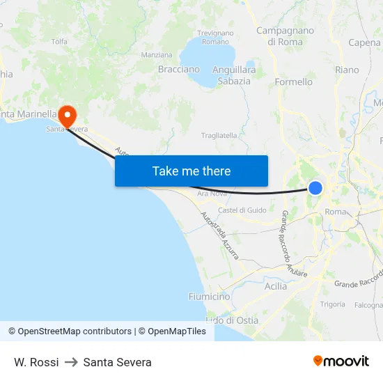 W. Rossi to Santa Severa map