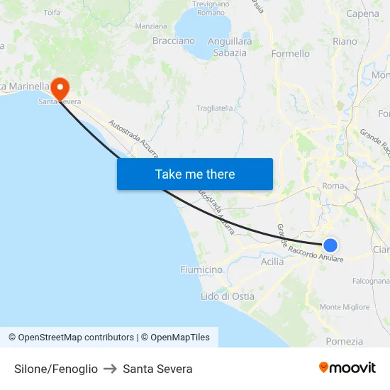 Silone/Fenoglio to Santa Severa map