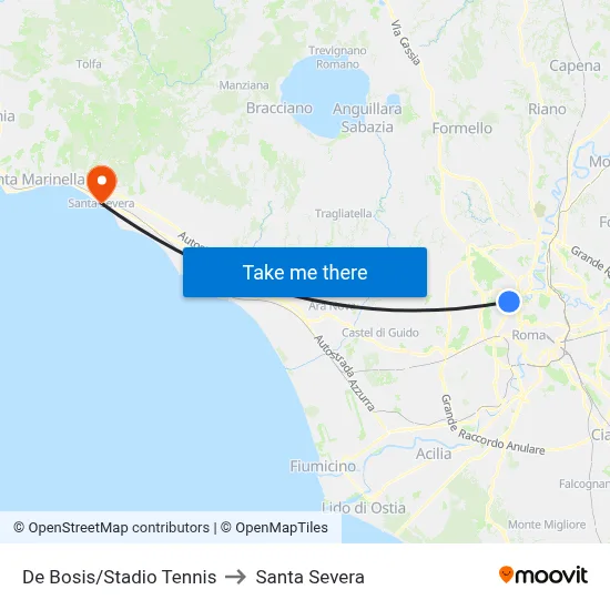 De Bosis/Tennis Stadium to Santa Severa map
