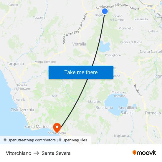 Vitorchiano to Santa Severa map