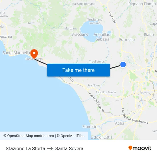 La Storta Station to Santa Severa map