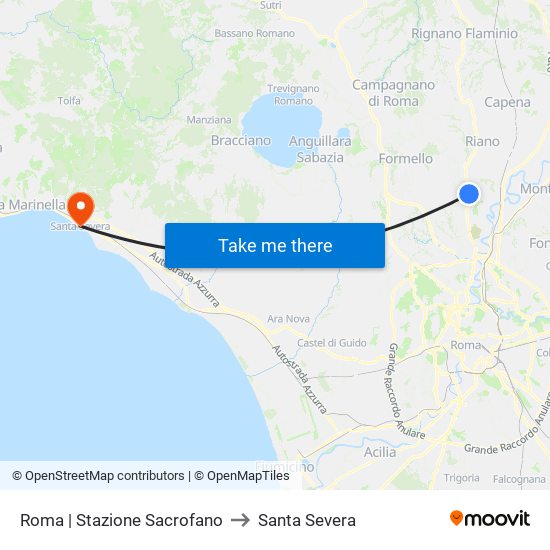 Roma | Stazione Sacrofano to Santa Severa map