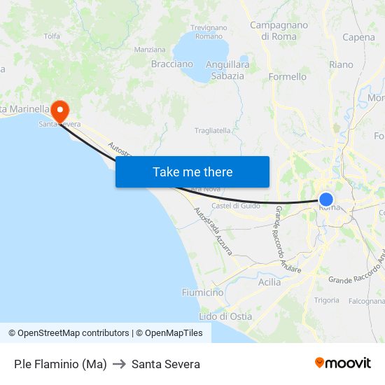 P.le Flaminio (Ma) to Santa Severa map